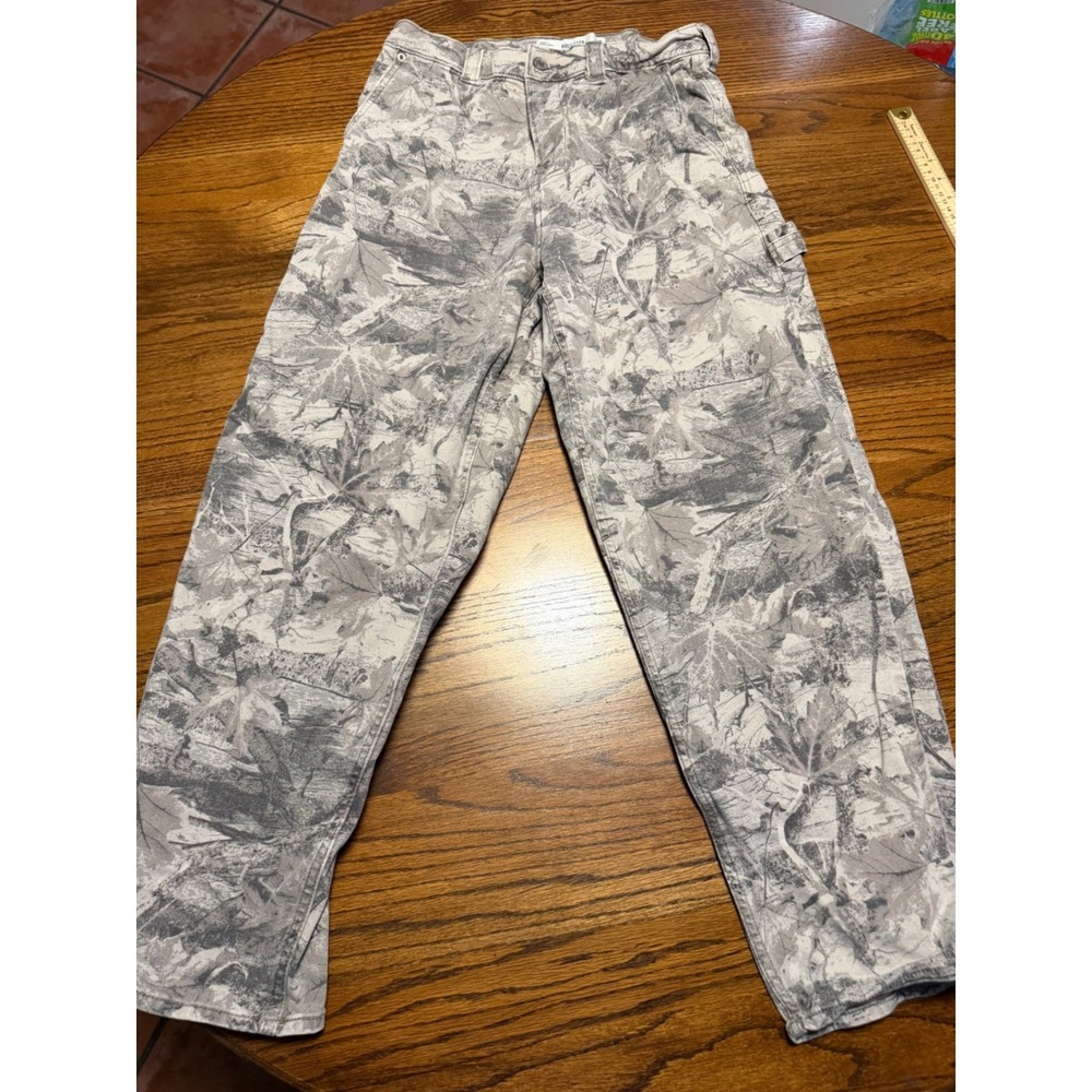Hollister Baggy Skater Jeans Mens 29x30 Grey Leaf Camo Carpenter Utility Pants